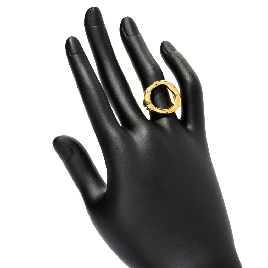 MAYAMAR 24K Gold Plated Hammered & High Polished Circle Ring by Steals