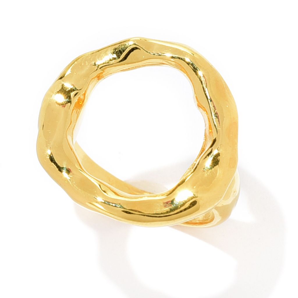 MAYAMAR 24K Gold Plated Hammered & High Polished Circle Ring by Steals