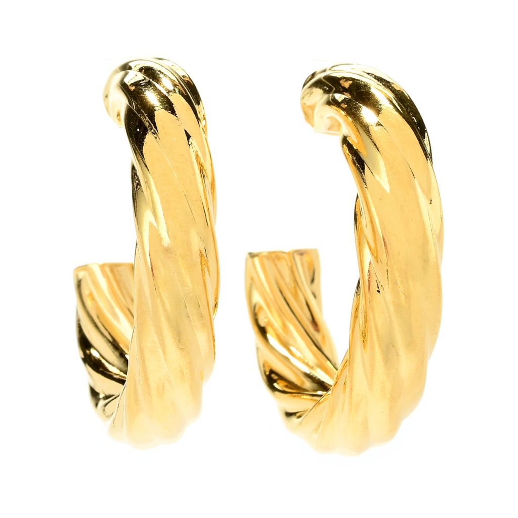 MAYAMAR 24K Gold Plated Bold Twist J-Hoop Earrings by Steals