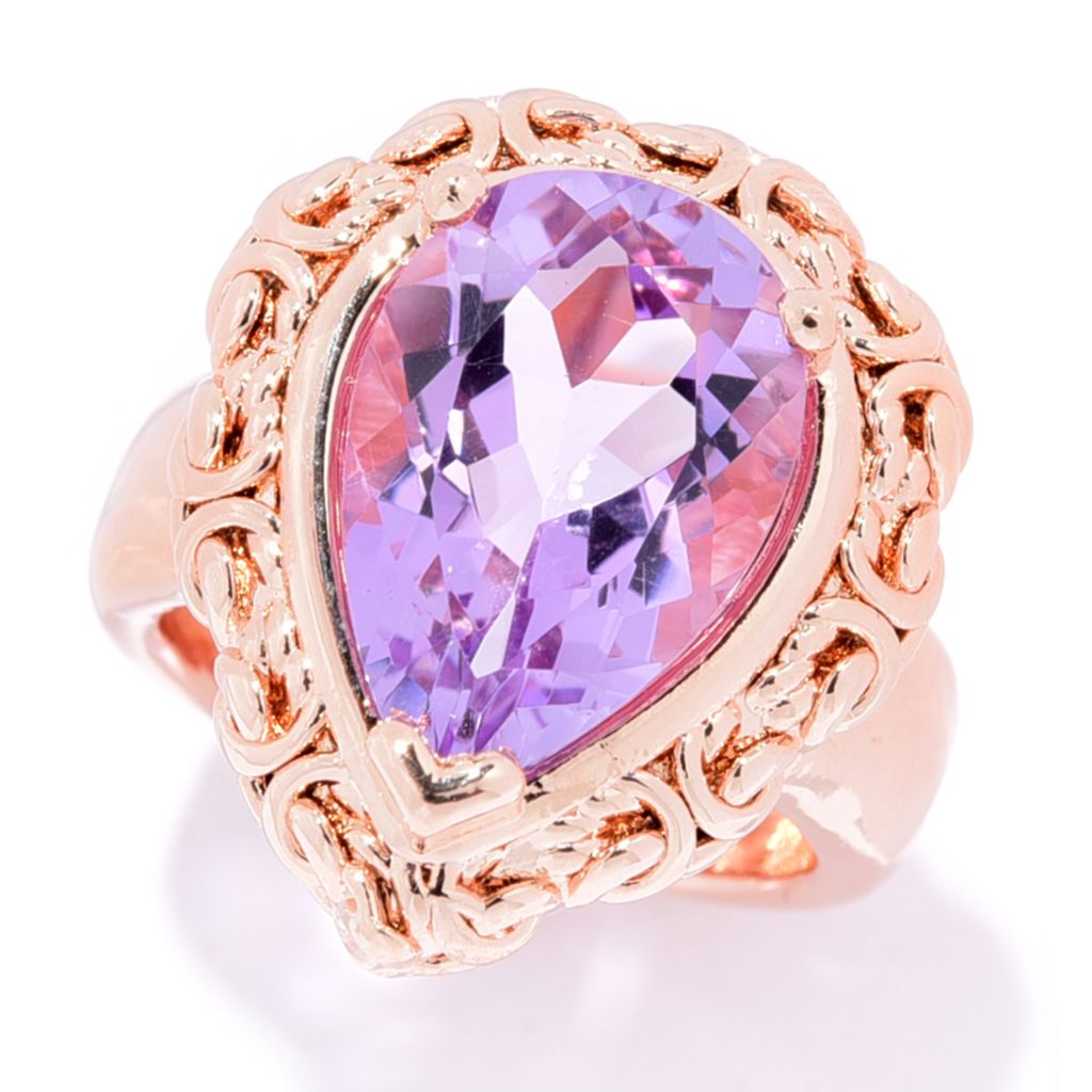 Donna Gemma 18K Gold Plated Choice of 15x10mm Gemstone Byzantine Ring by Steals