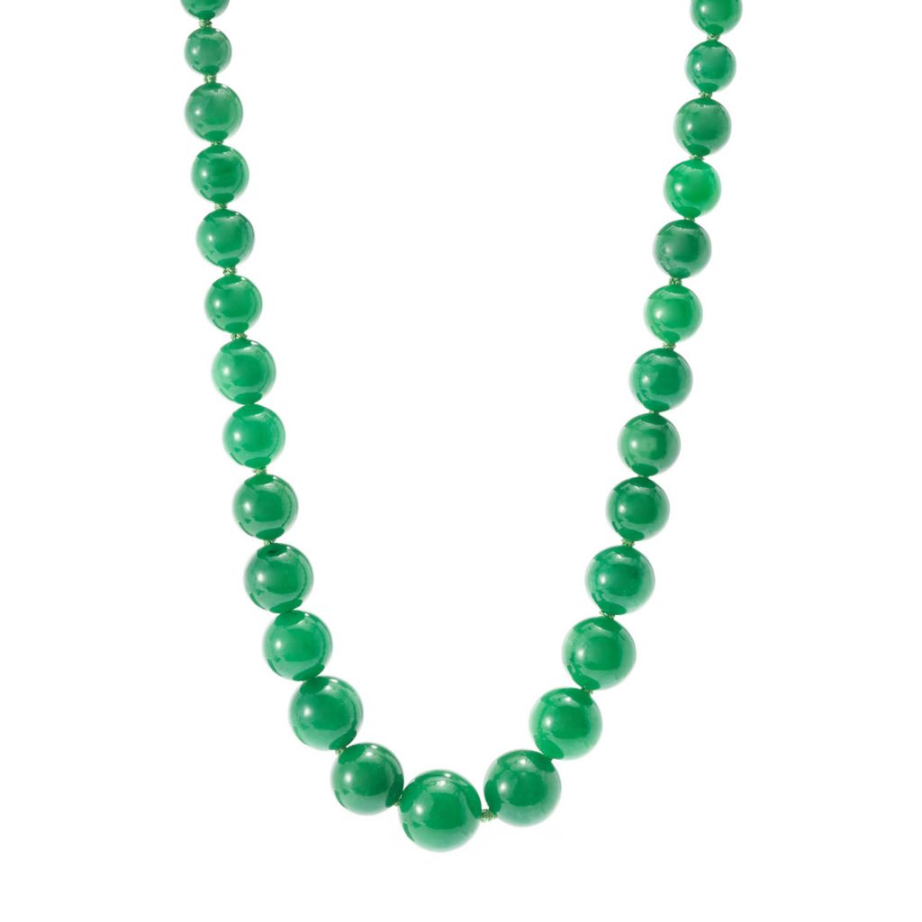 Imperial Pearl Sterling Silver Dyed Green Jade Graduated Bead 20" Necklace by Steals