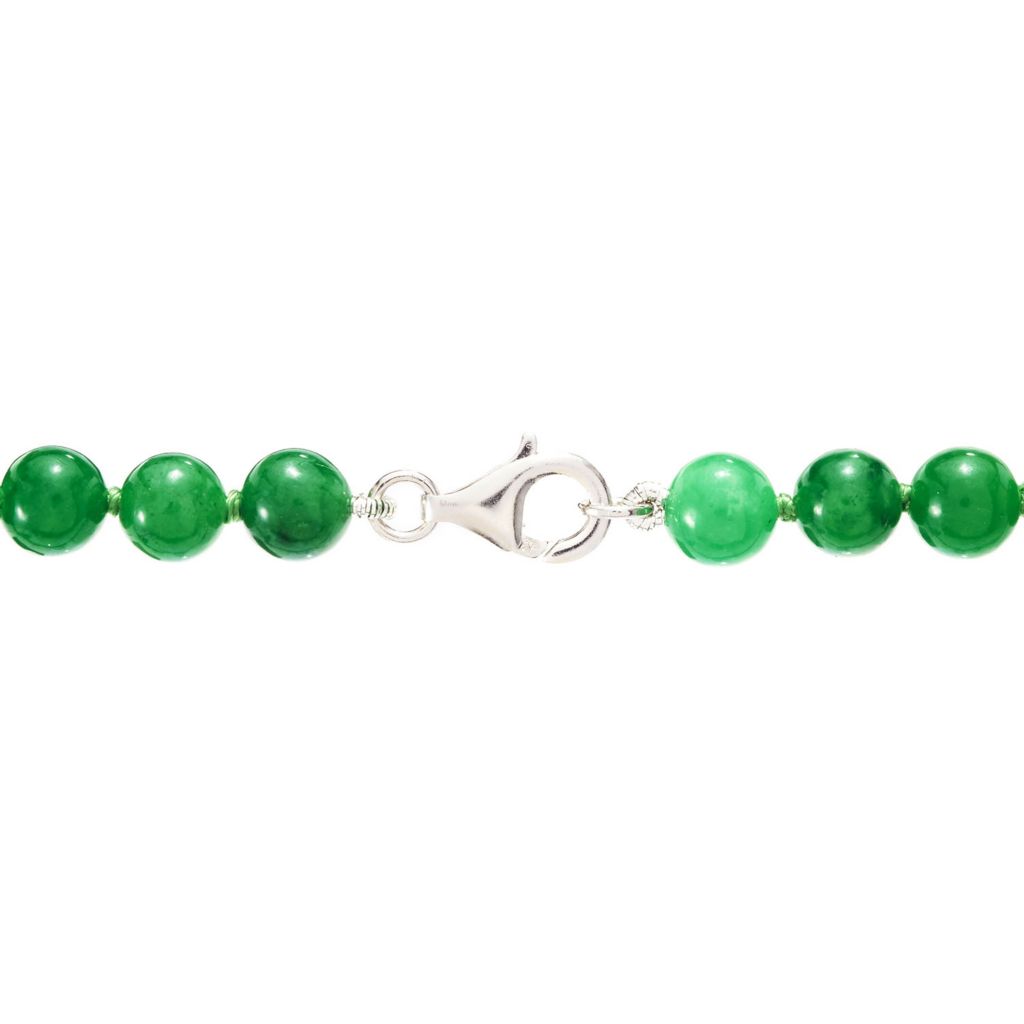 Imperial Pearl Sterling Silver Dyed Green Jade Graduated Bead 20" Necklace by Steals