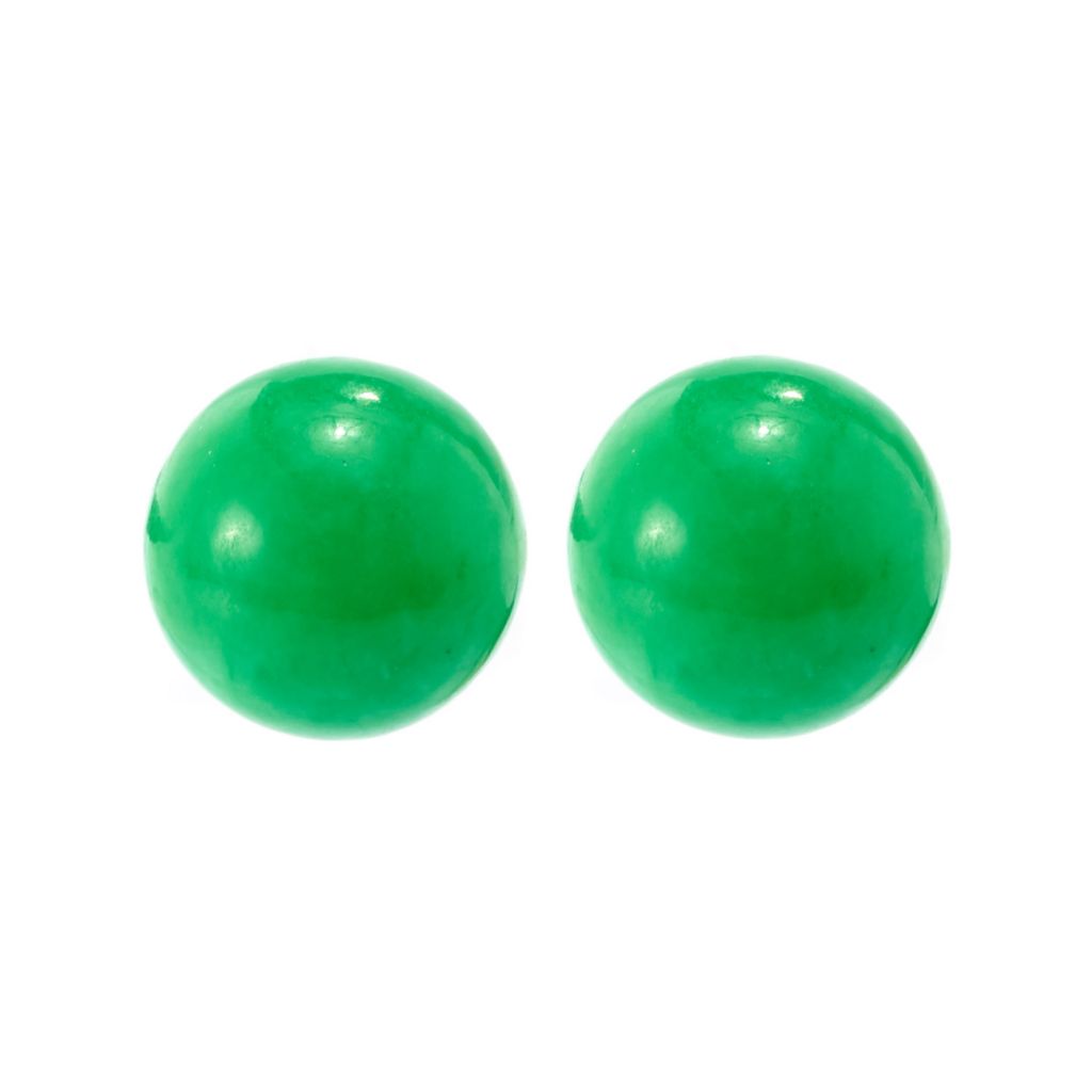Imperial Pearl Sterling Silver 12mm Dyed Green Jade Stud Earrings by Steals