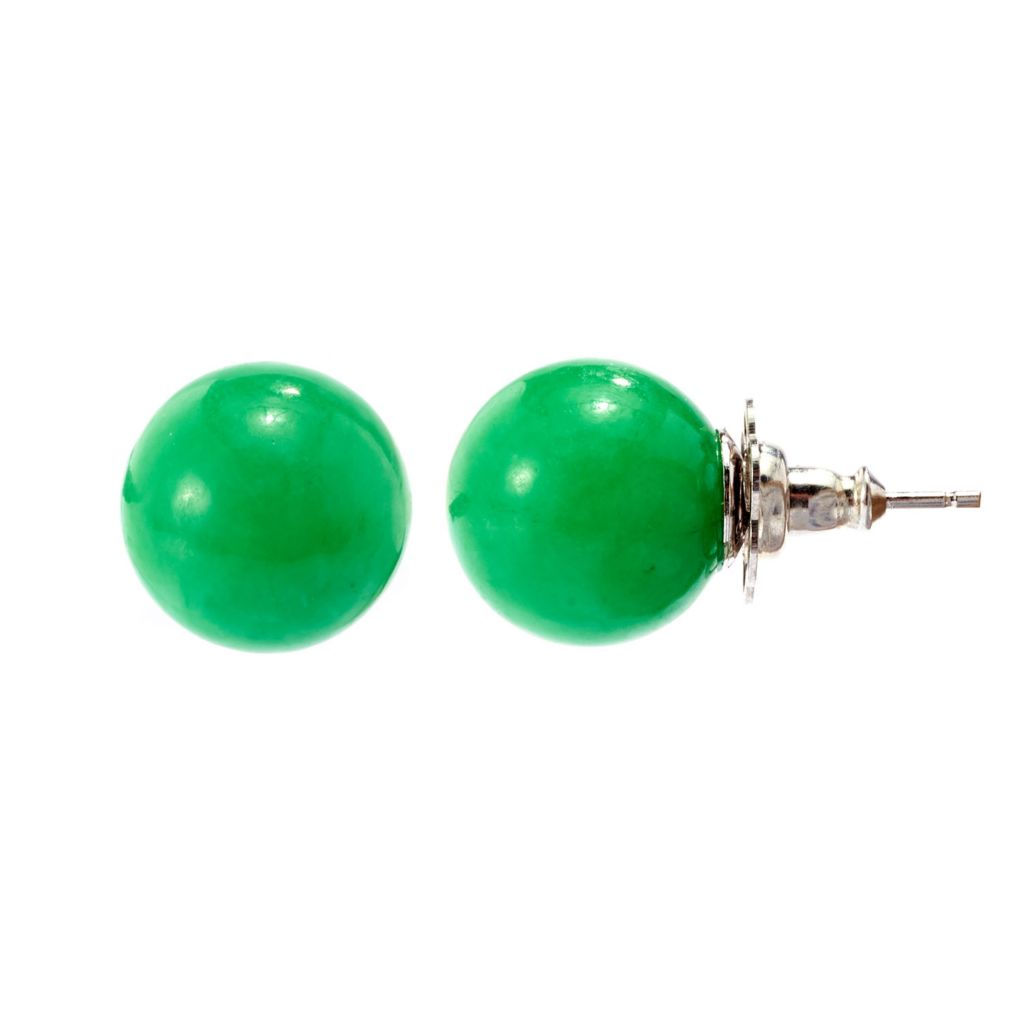 Imperial Pearl Sterling Silver 12mm Dyed Green Jade Stud Earrings by Steals