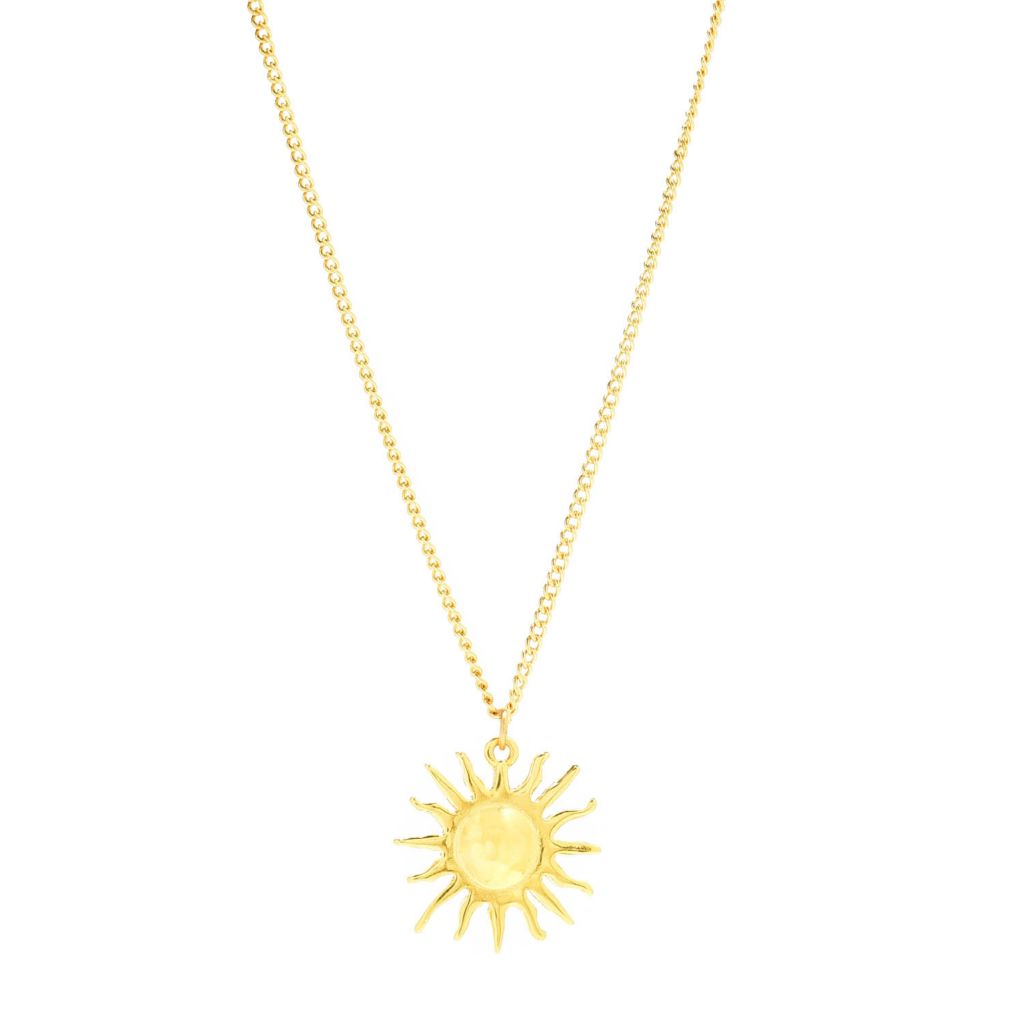 MAYAMAR 24K Gold Plated Polished Sun Pendant w/ 18"+3.5" Chain by Steals