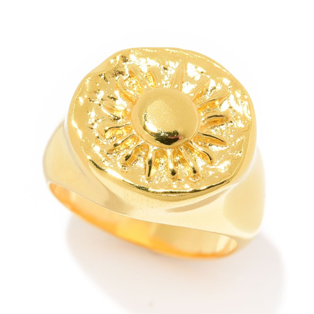 MAYAMAR 24K Gold Plated Polished Sun Signet Style Ring by Steals