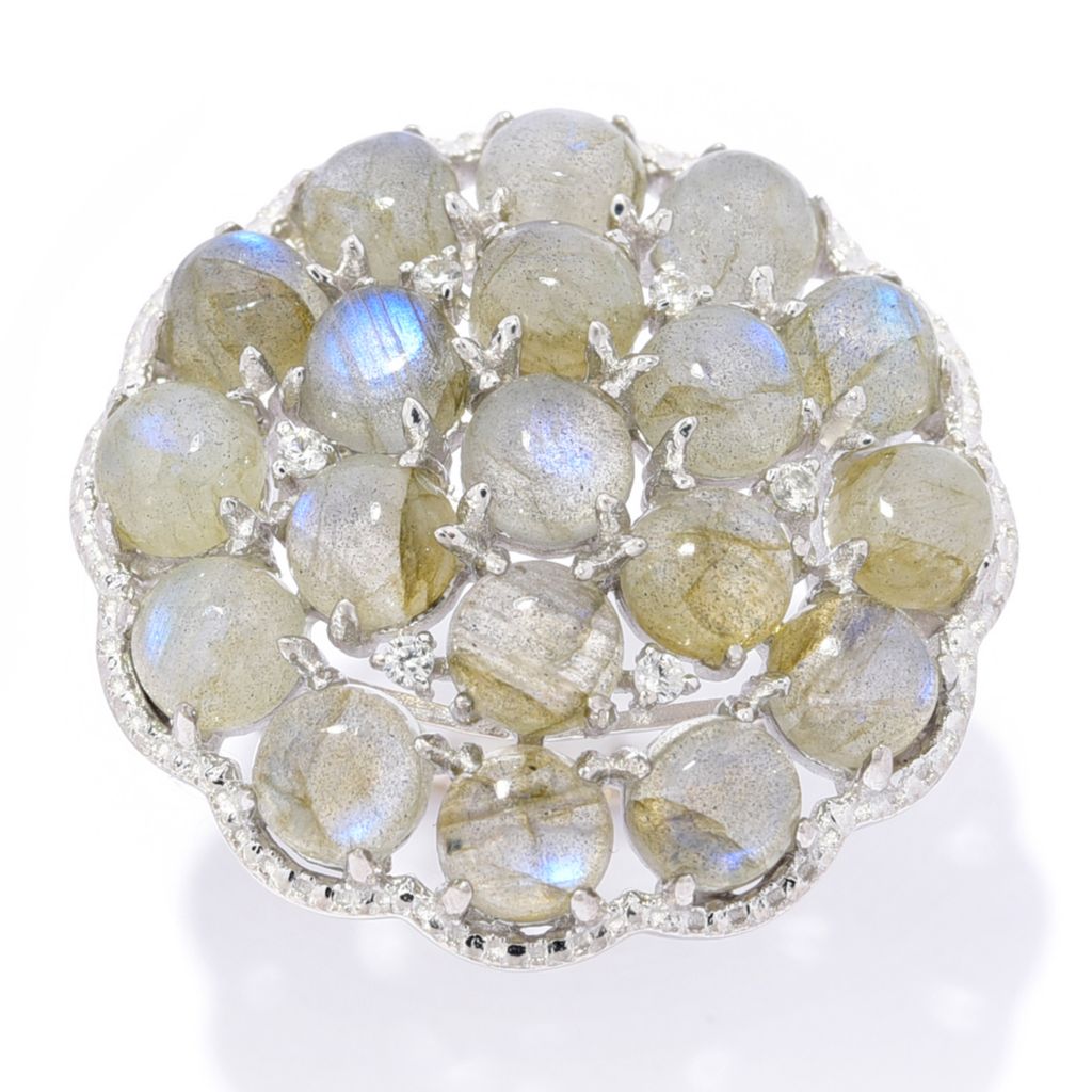Platinum Plated Choice of Gemstone & White Zircon Bauble Ring by Steals