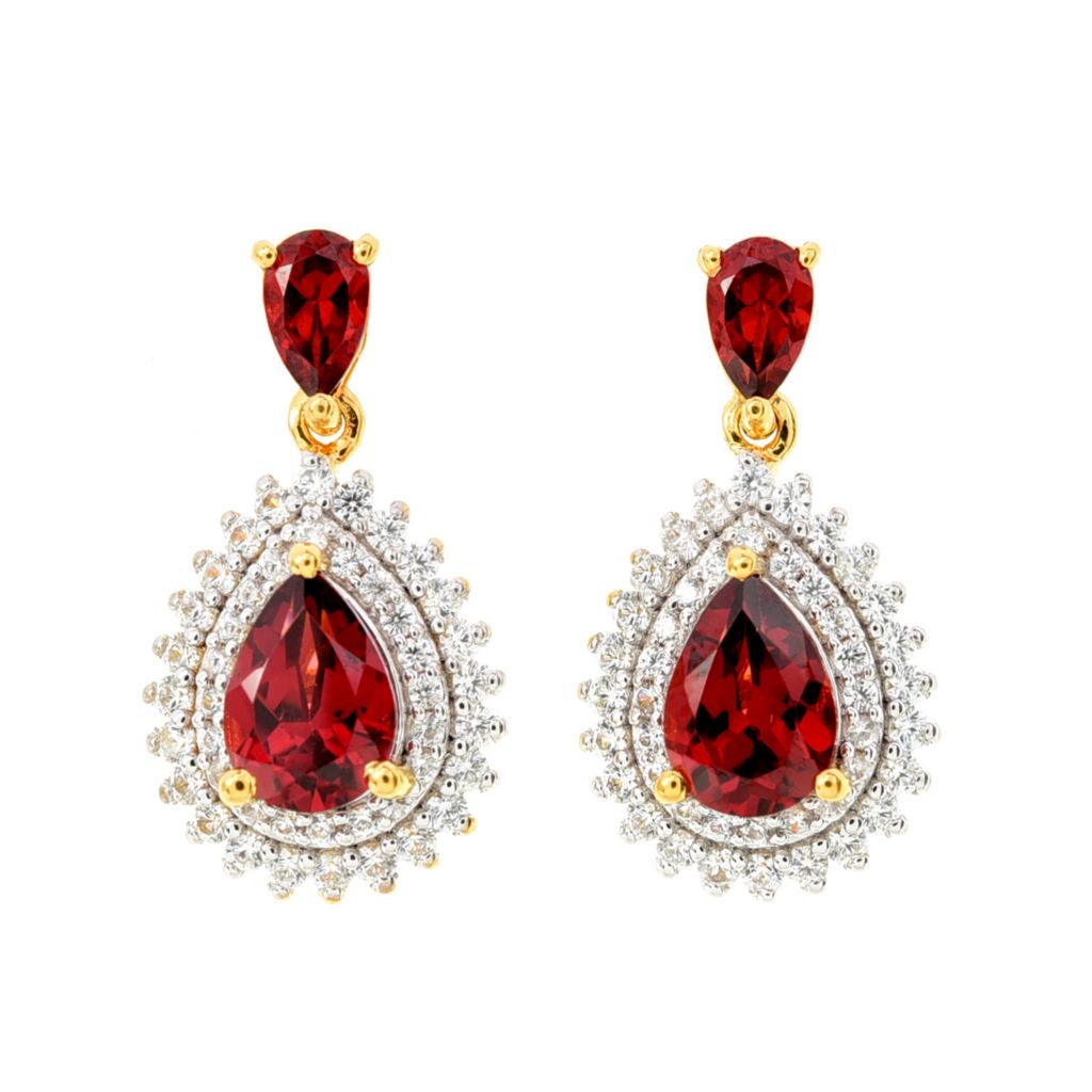 Gem Treasures 2.40ctw Mozambique Garnet & White Zircon Drop Earrings by Steals