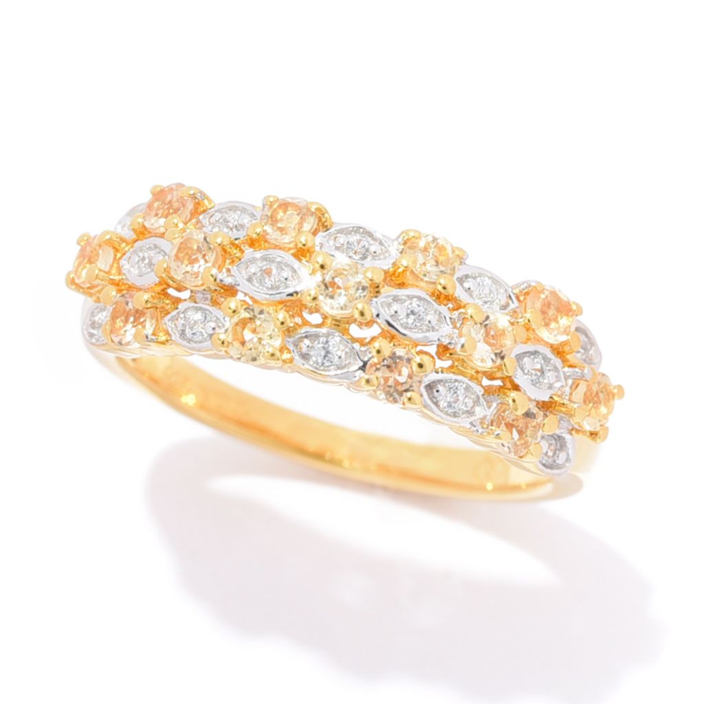 Gem Treasures 18K Vermeil 0.62ctw Imperial Topaz & White Zircon Ring by Steals