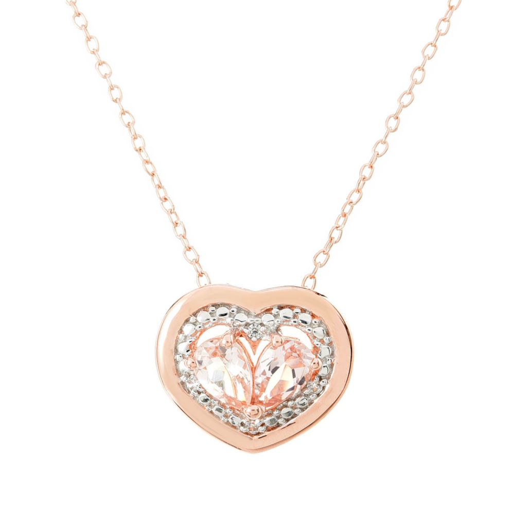 Gem Treasures 0.74ctw Morganite & Zircon Halo Heart Pendant by Steals