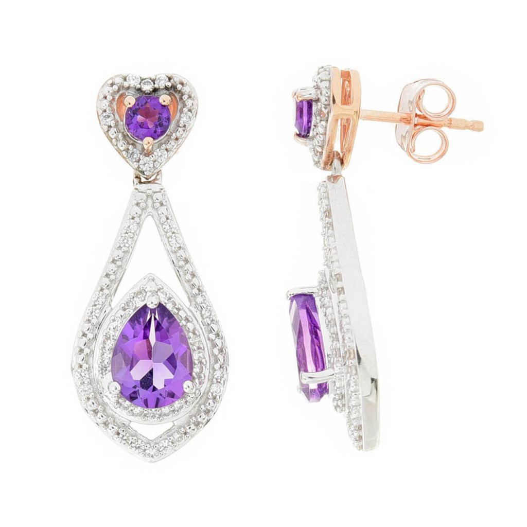 Gem Treasures 2.68ctw Pink & African Amethyst & White Zircon Earrings by Steals
