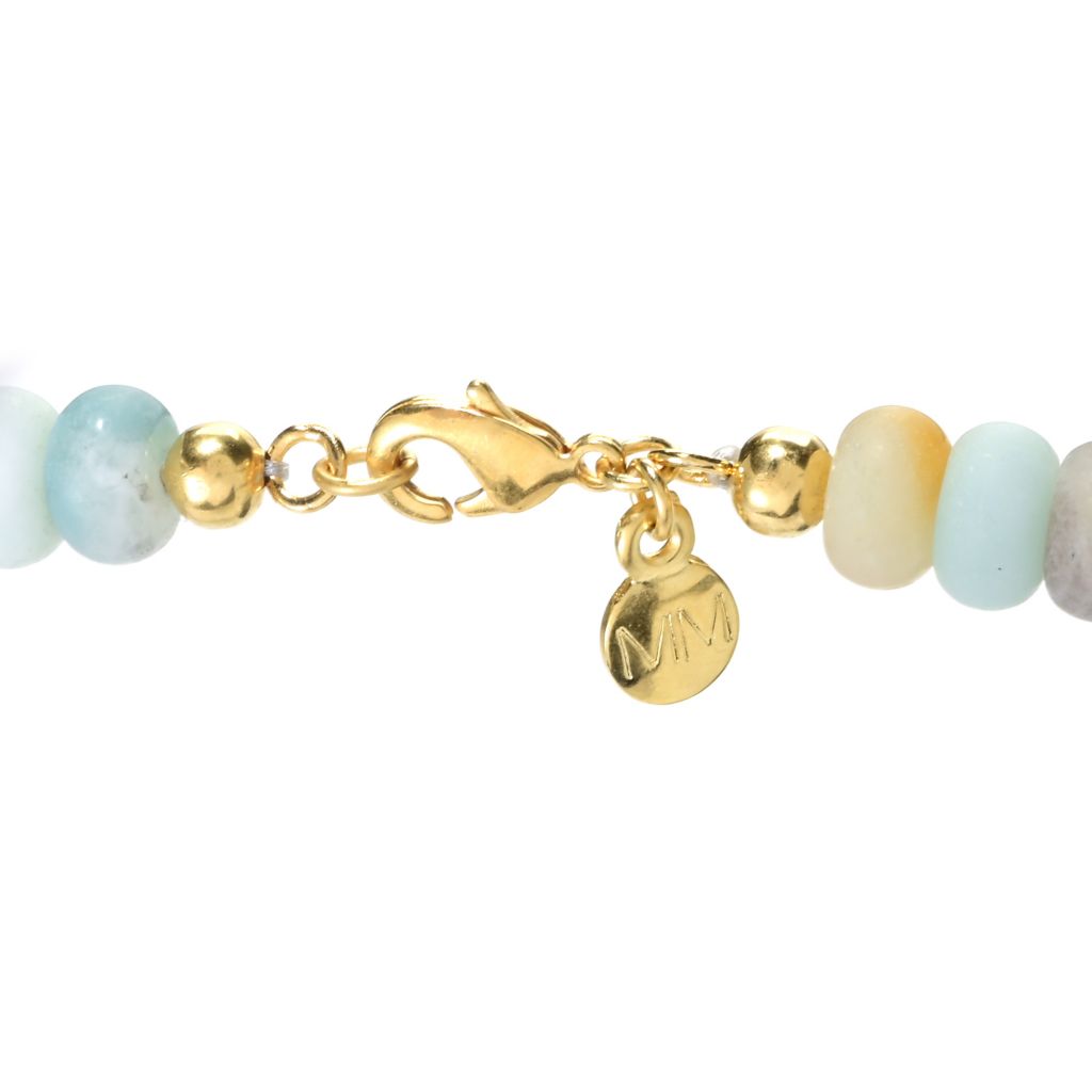 MAYAMAR 24K Gold Plated 8.5mm Amazonite Rondelle Bead Charm Necklace by Steals