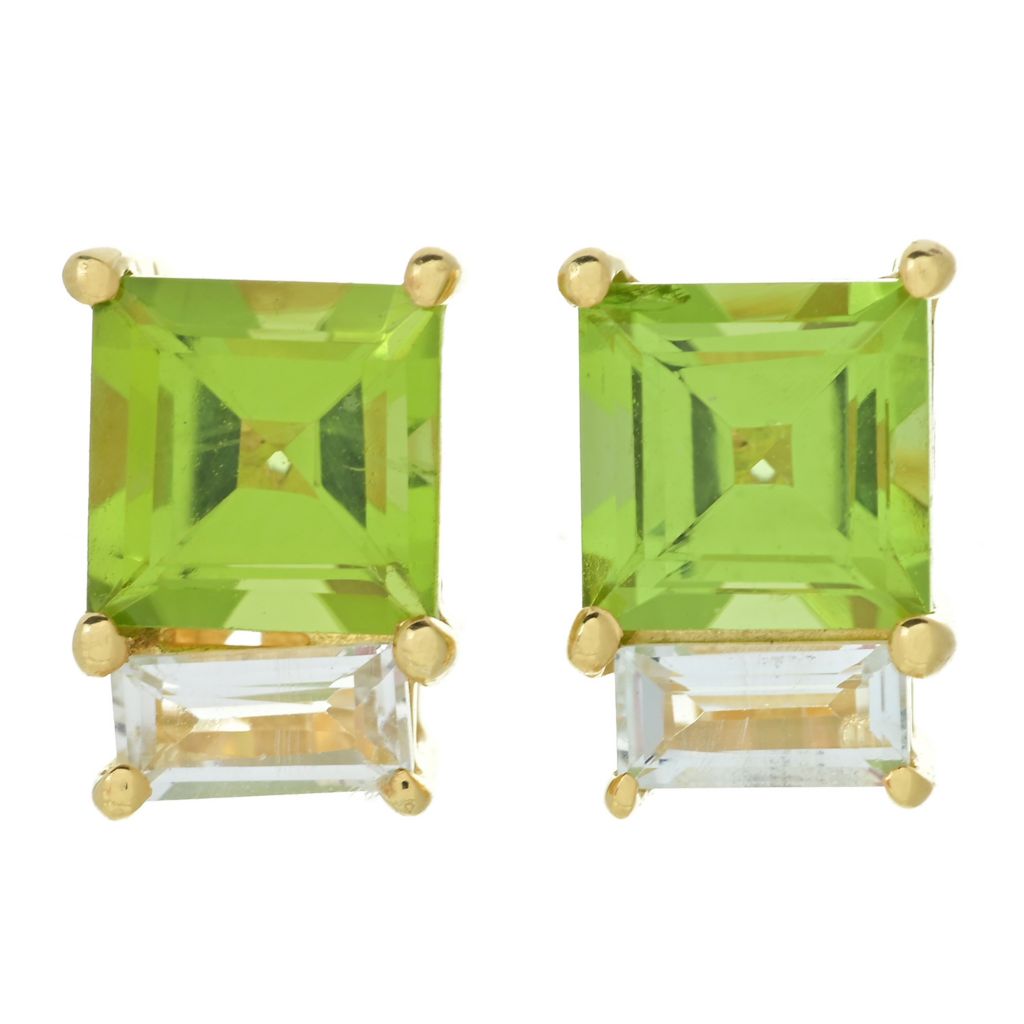 Choice of Square Shape Gem & White Topaz Stud Earrings by Steals