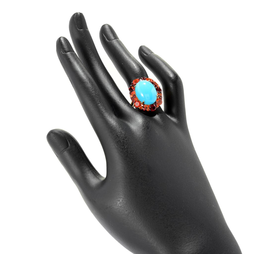 Gem Treasures 16x12mm Sleeping Beauty Turquoise & Choice of Gem Ring by Steals