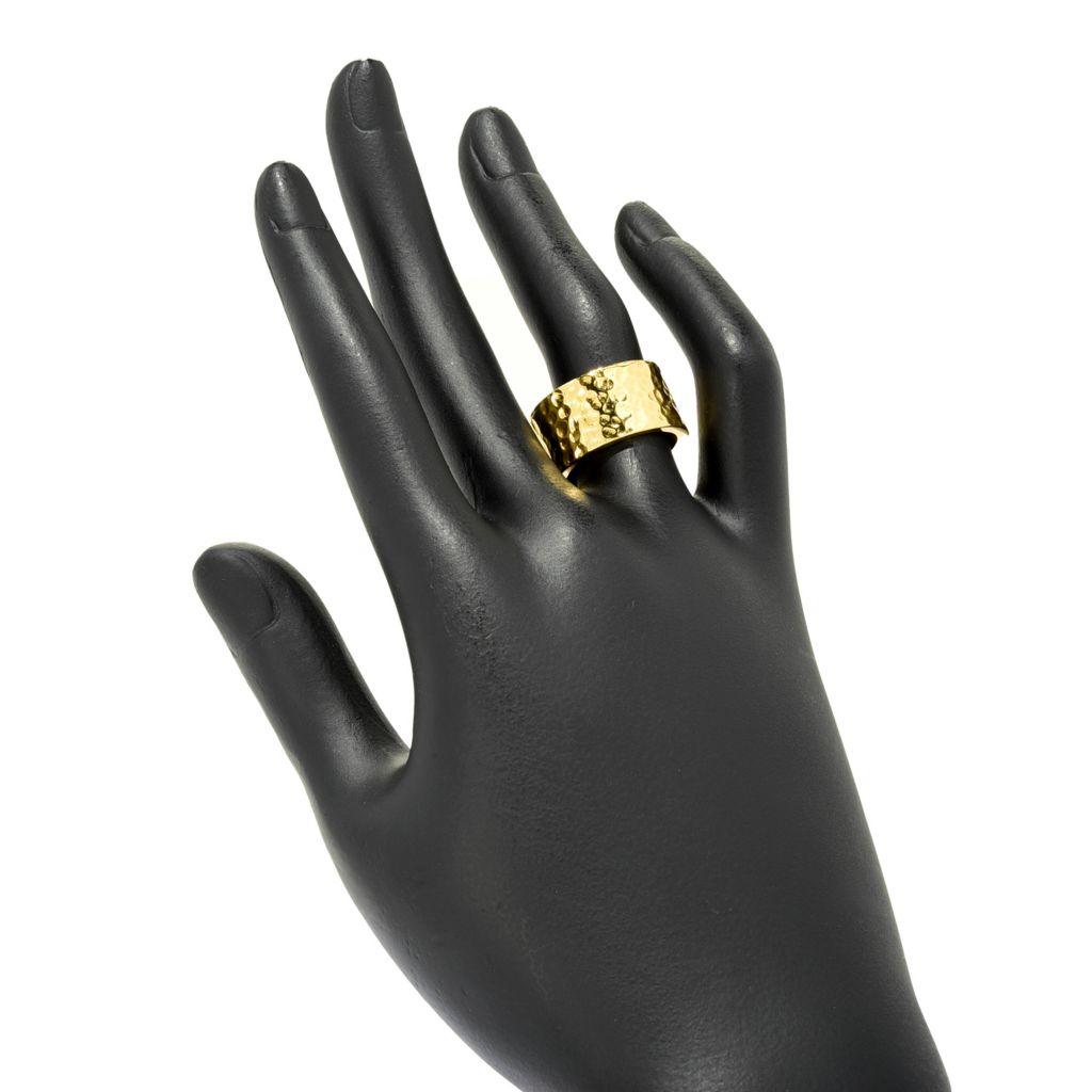 MAYAMAR 24K Gold Plated Hammered Wide Band Ring by Steals