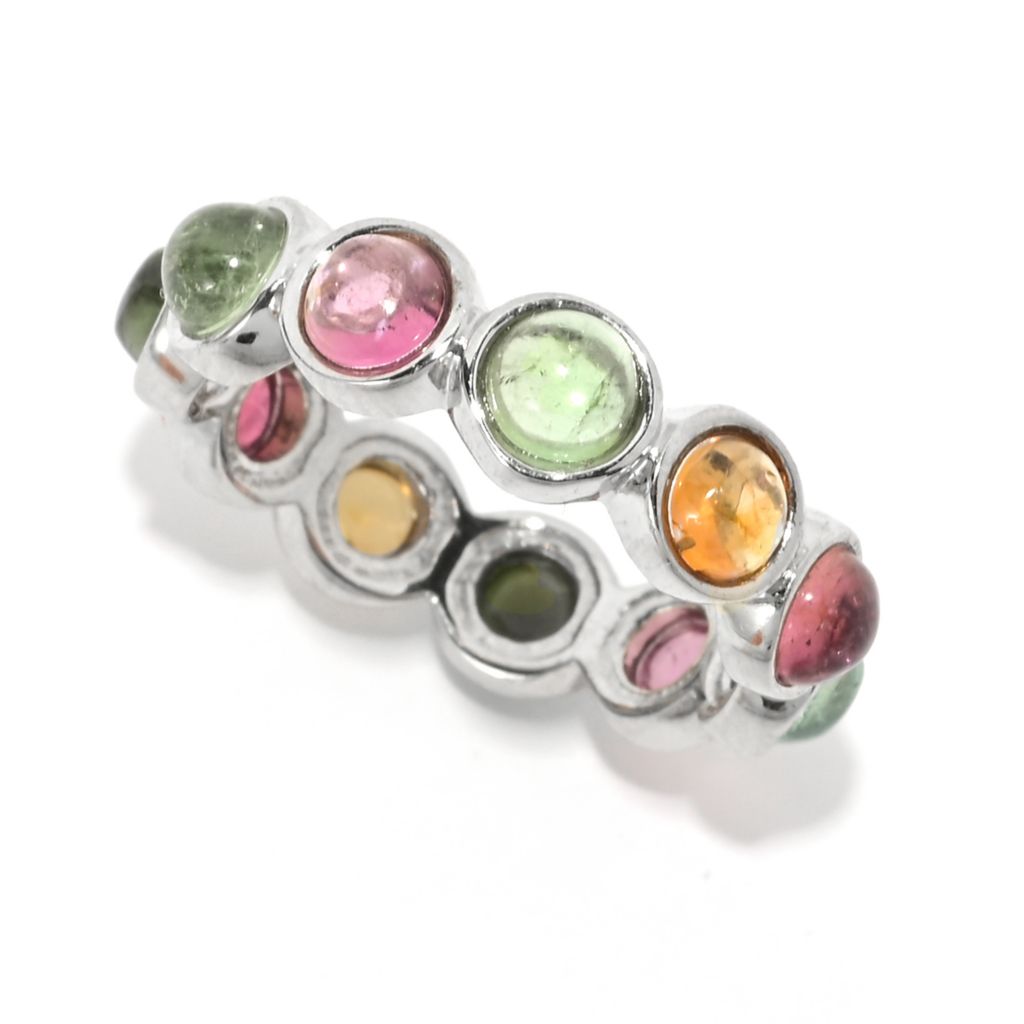 Platinum Plated 3.84ctw Multi Tourmaline Eternity Band Ring by Steals