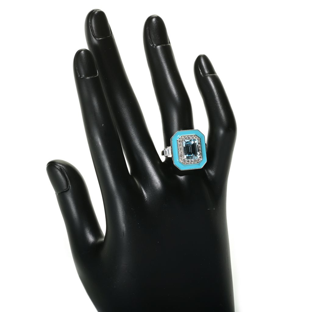 Platinum Plated 3.74ctw Sky Blue Topaz & White Zircon Ring by Steals