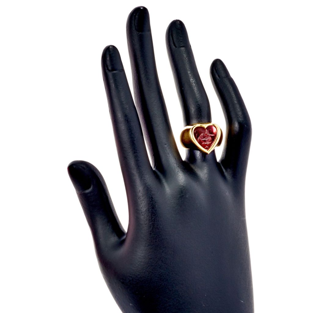 Tagliamonte 18K Gold Plated Venetian Glass Bird Carved Cameo Heart Ring by Steals