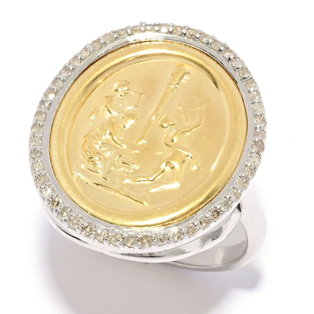 Tagliamonte Two-tone Maypole Cameo Diamond Accented Oval Ring by Steals