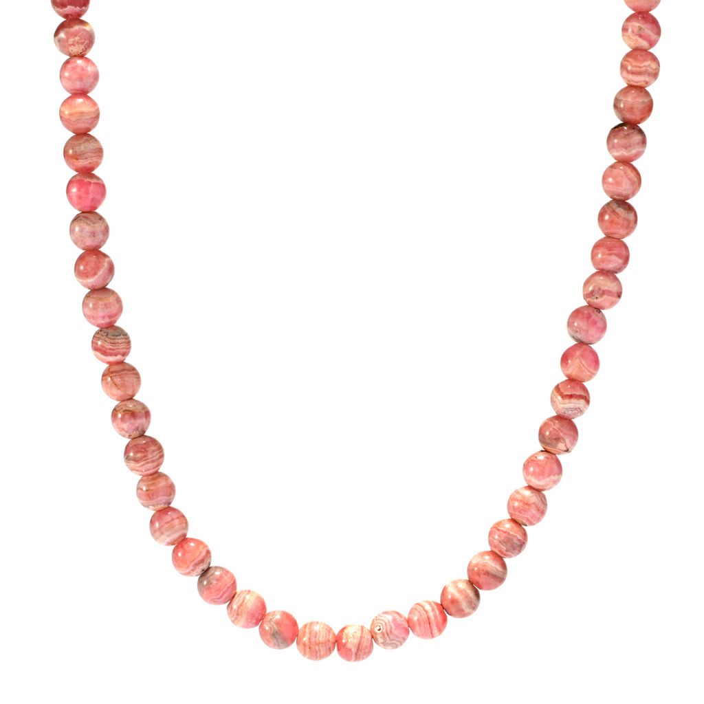 Southwest Elements Sterling Silver 8mm Rhodochrosite Bead Necklace by Steals