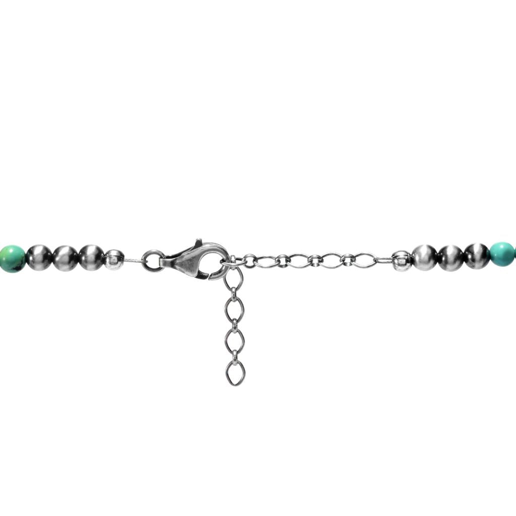 Southwest Elements Sterling Silver Kingman Turquoise Bead Necklace by Steals