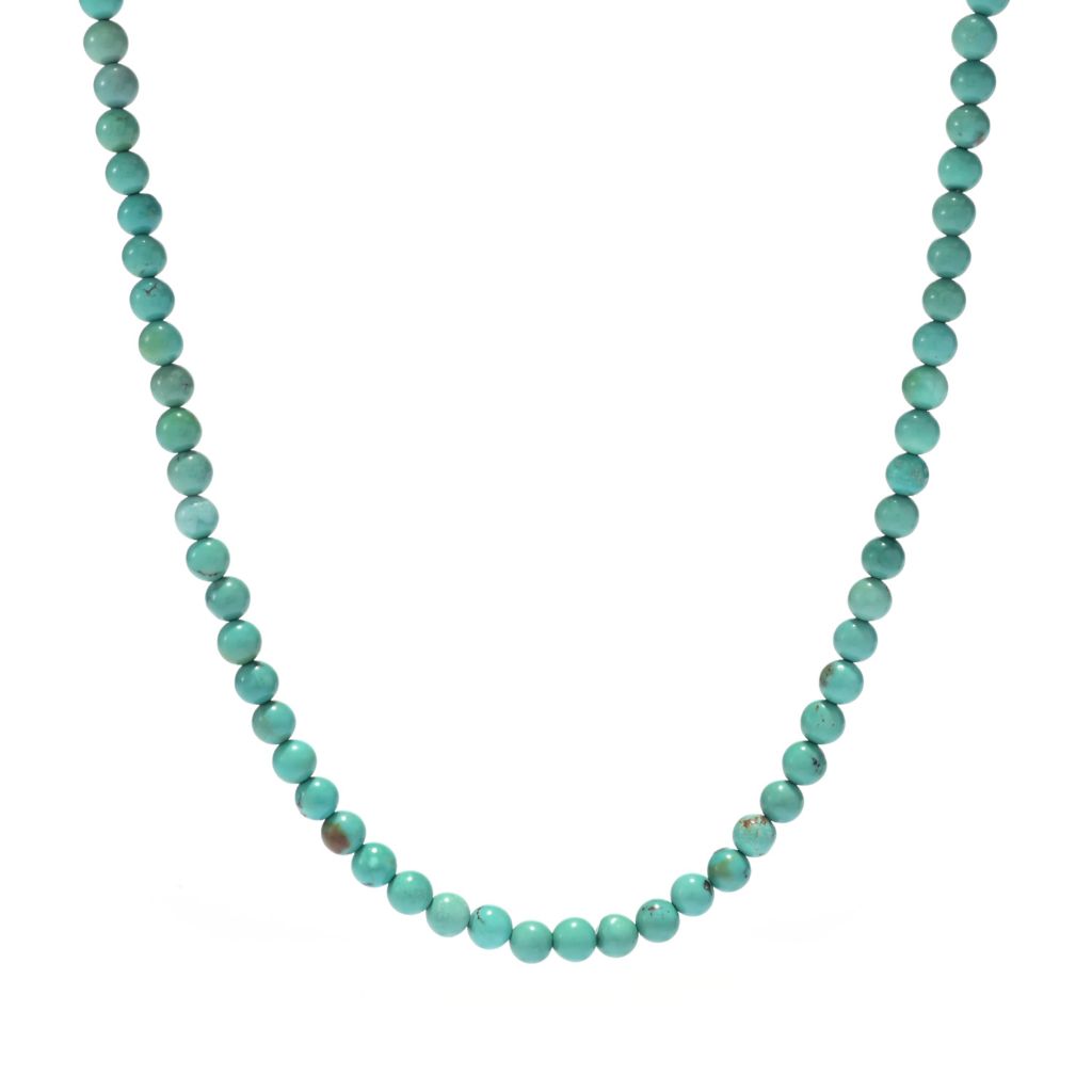 Southwest Elements Sterling Silver Kingman Turquoise Bead Necklace by Steals