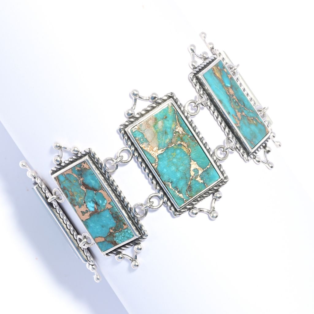 Southwest Elements Kingman Mohave Turquoise Panel Toggle Bracelet by Steals