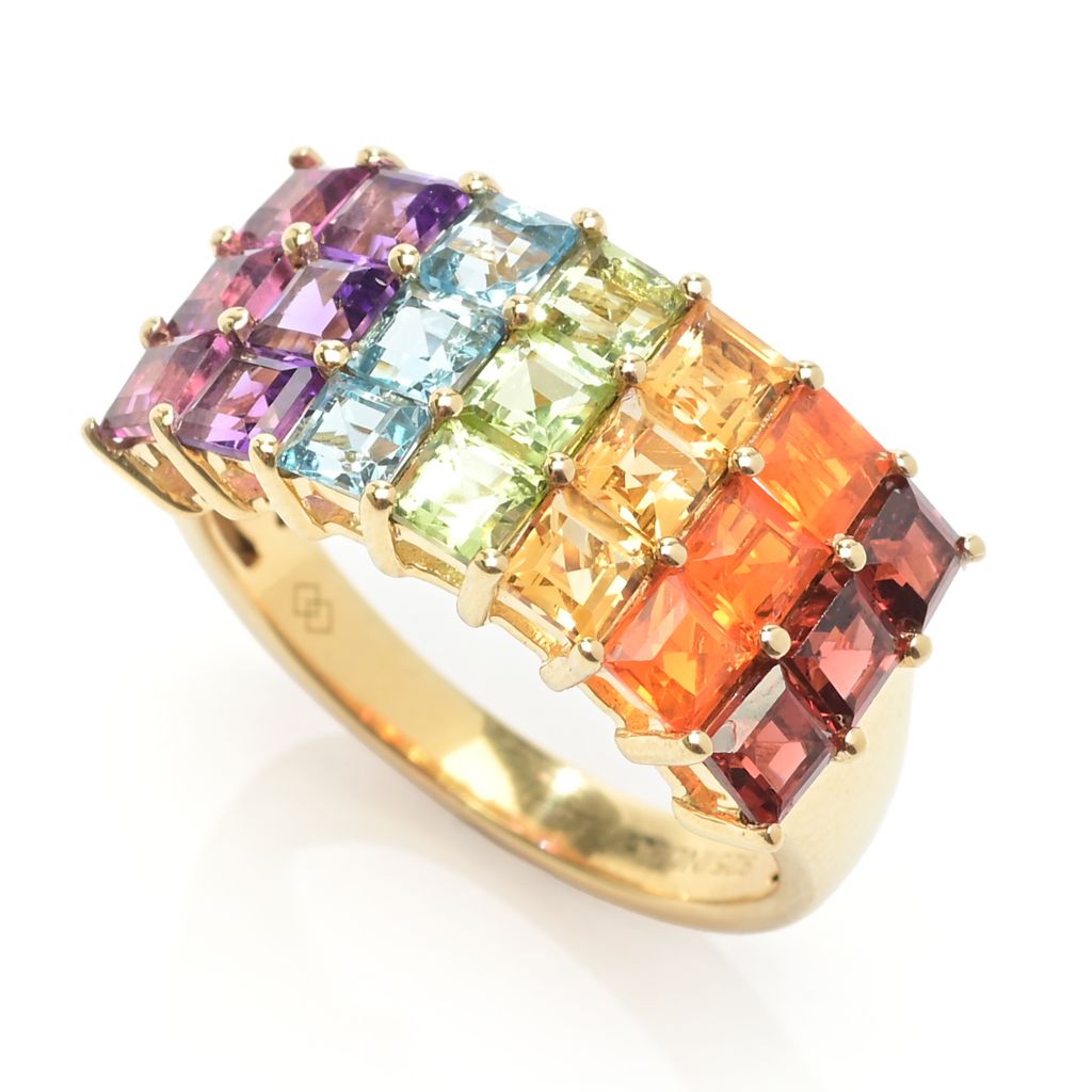 Gem Treasures 3.63ctw Ombre Rainbow Multi Gem Triple Row Ring by Steals