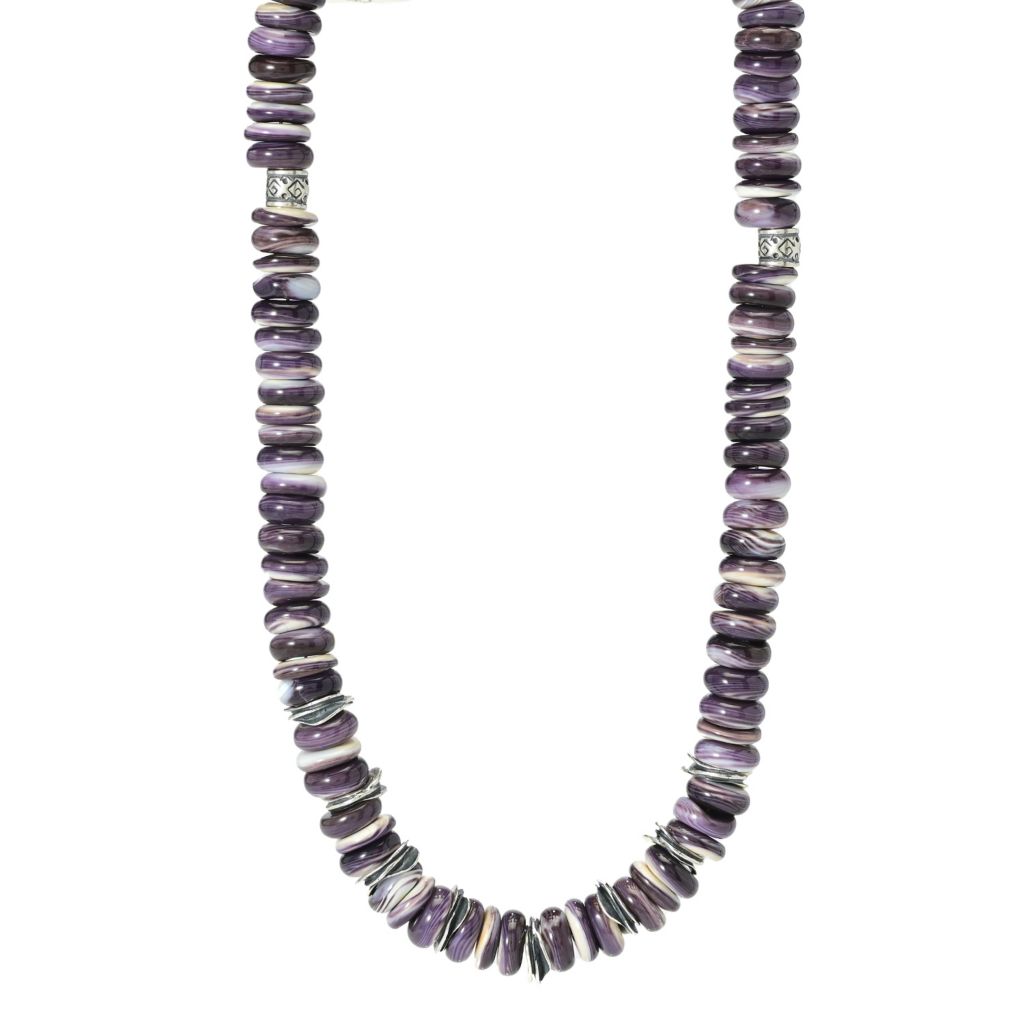 Southwest Elements Sterling Silver Wampum Shell Rondelle Bead Necklace by Steals