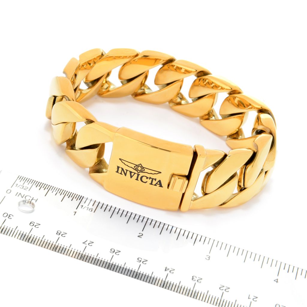 Invicta Men's Stainless Steel Choice of Length Curb Link Chain Bracelet by Steals