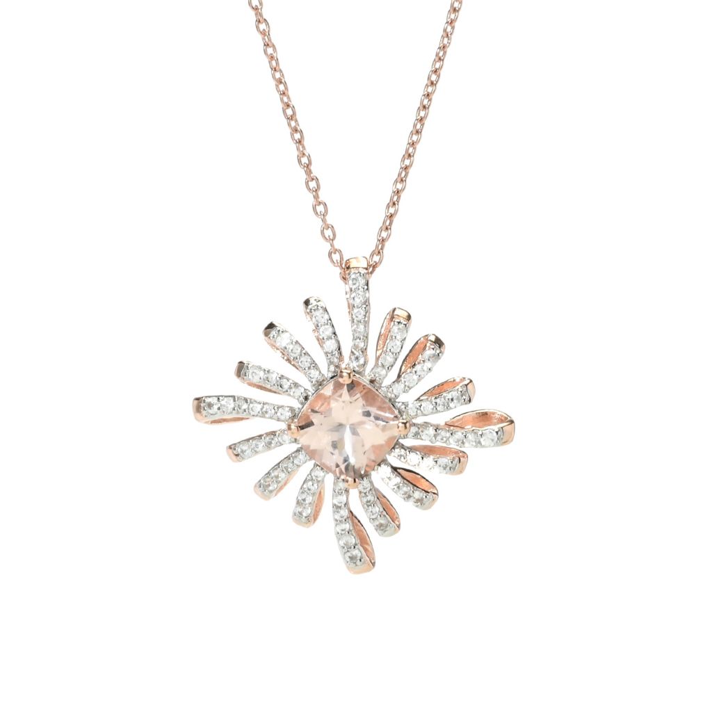 Gem Treasures 18K Rose Vermeil 1.53ctw Morganite & Zircon Pendant Necklace by Steals
