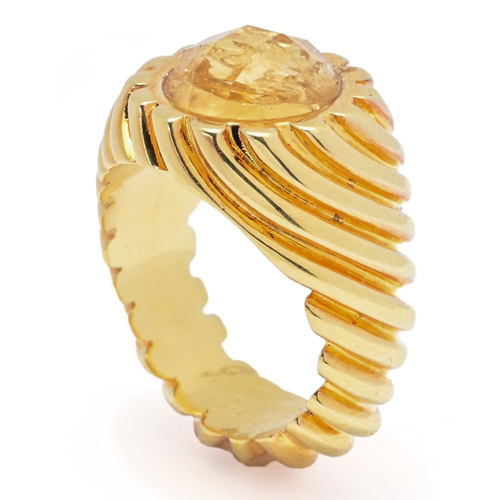Toscana Italiana 18K Gold Plated Twist Texture Choice of Gem Ring by Steals