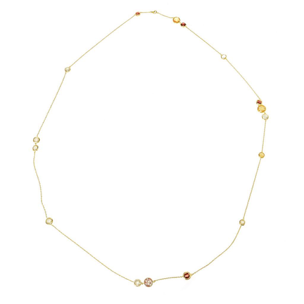 Cameo Italiano "Opera" Flower Shell Cameo & Multi Gem Station 44" Necklace by Steals