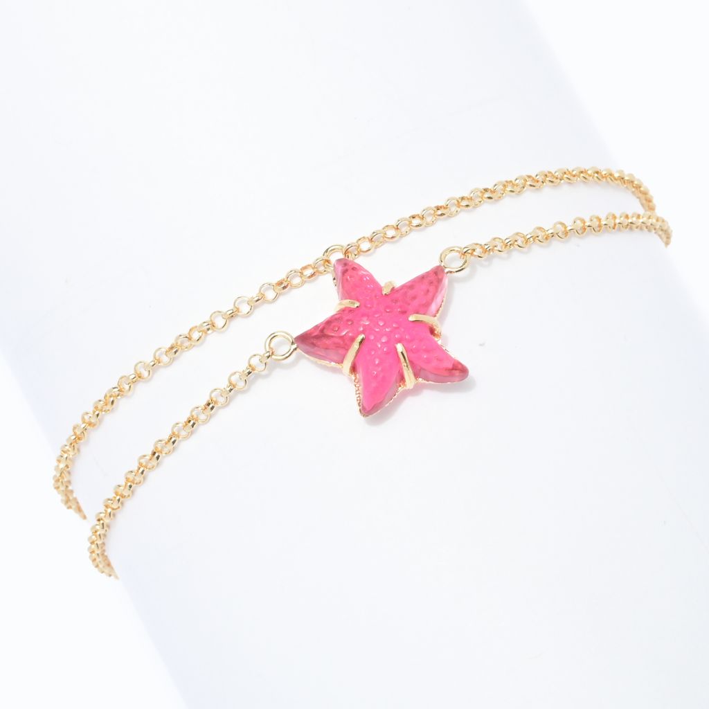 Tagliamonte 18K Gold Plated Starfish Venetian Glass Cameo Anklet by Steals