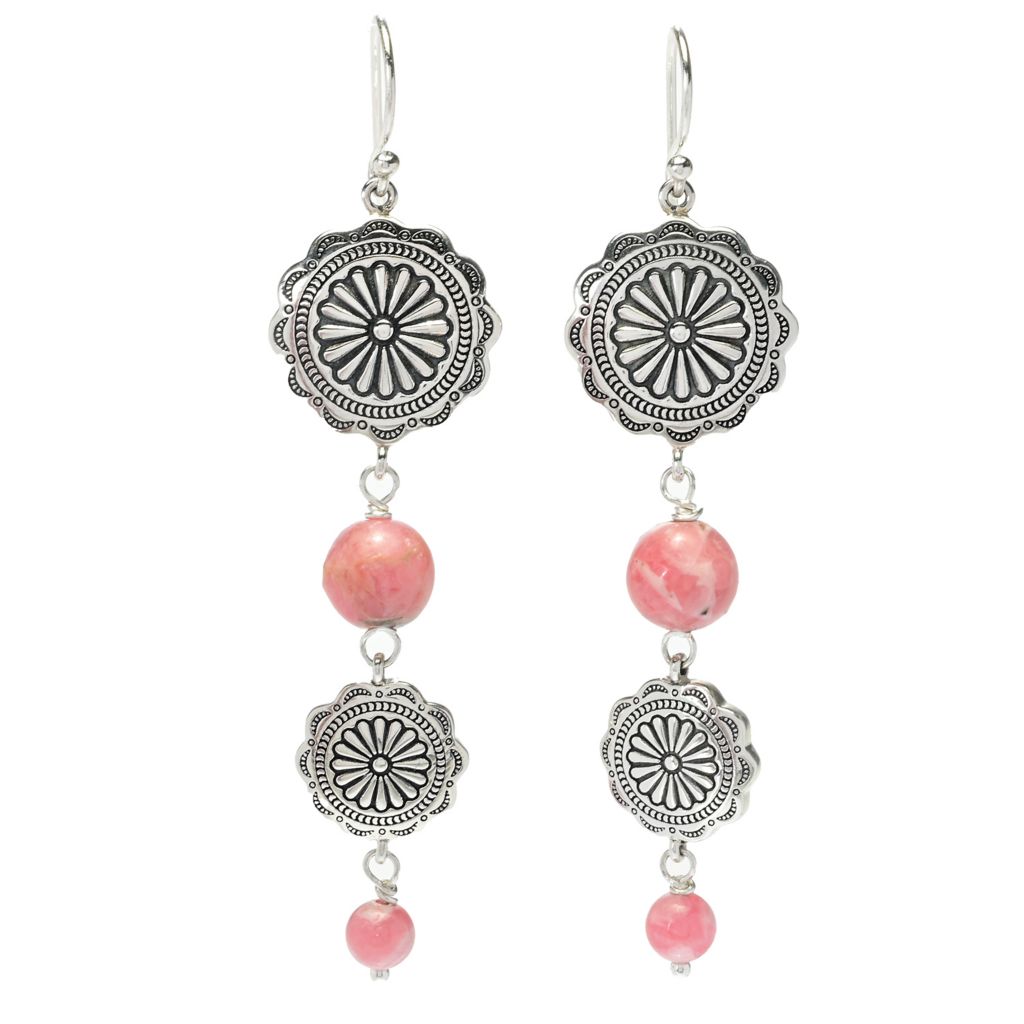 Southwest Elements 11.6ctw Rhodochrosite Concho Earrings by Steals