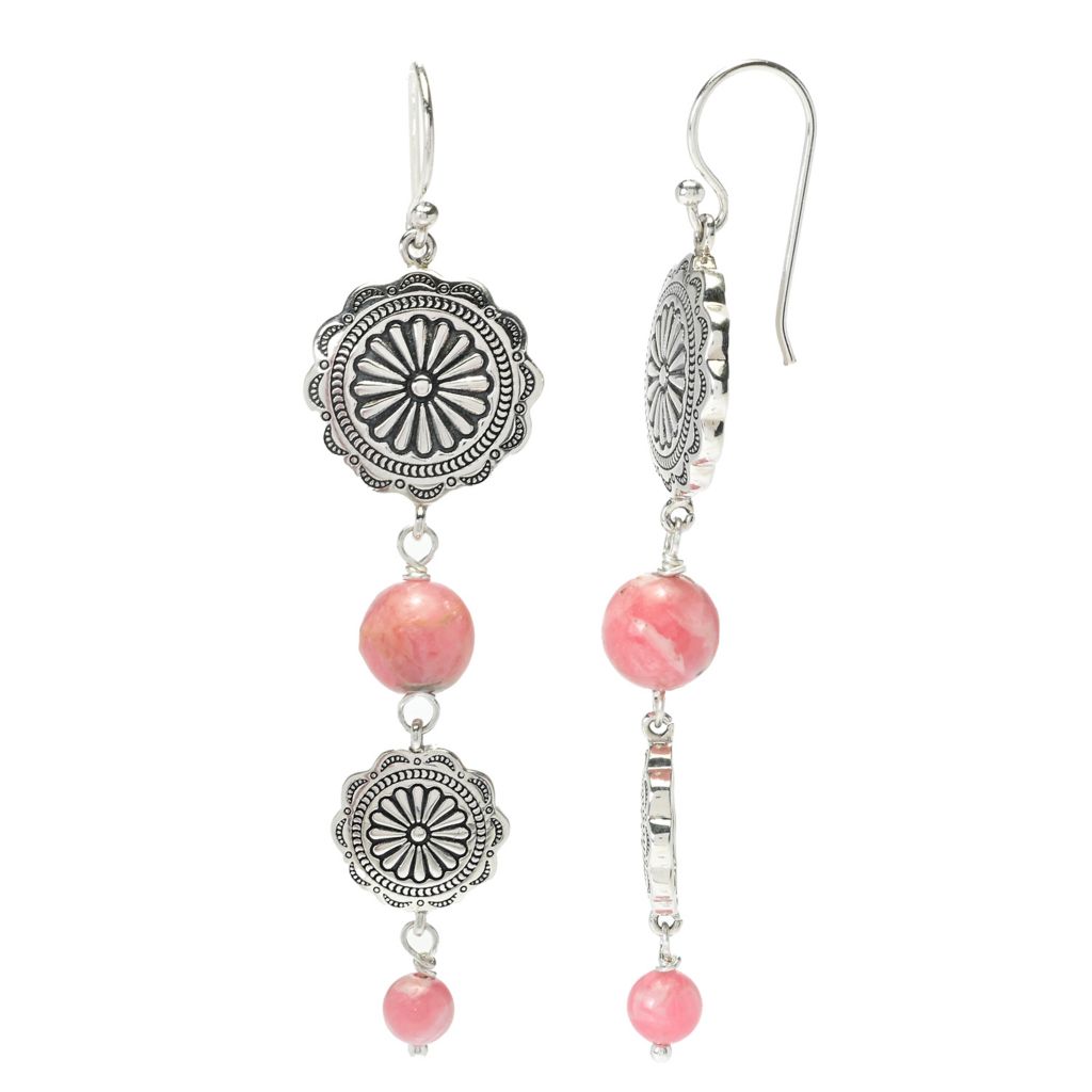 Southwest Elements 11.6ctw Rhodochrosite Concho Earrings by Steals