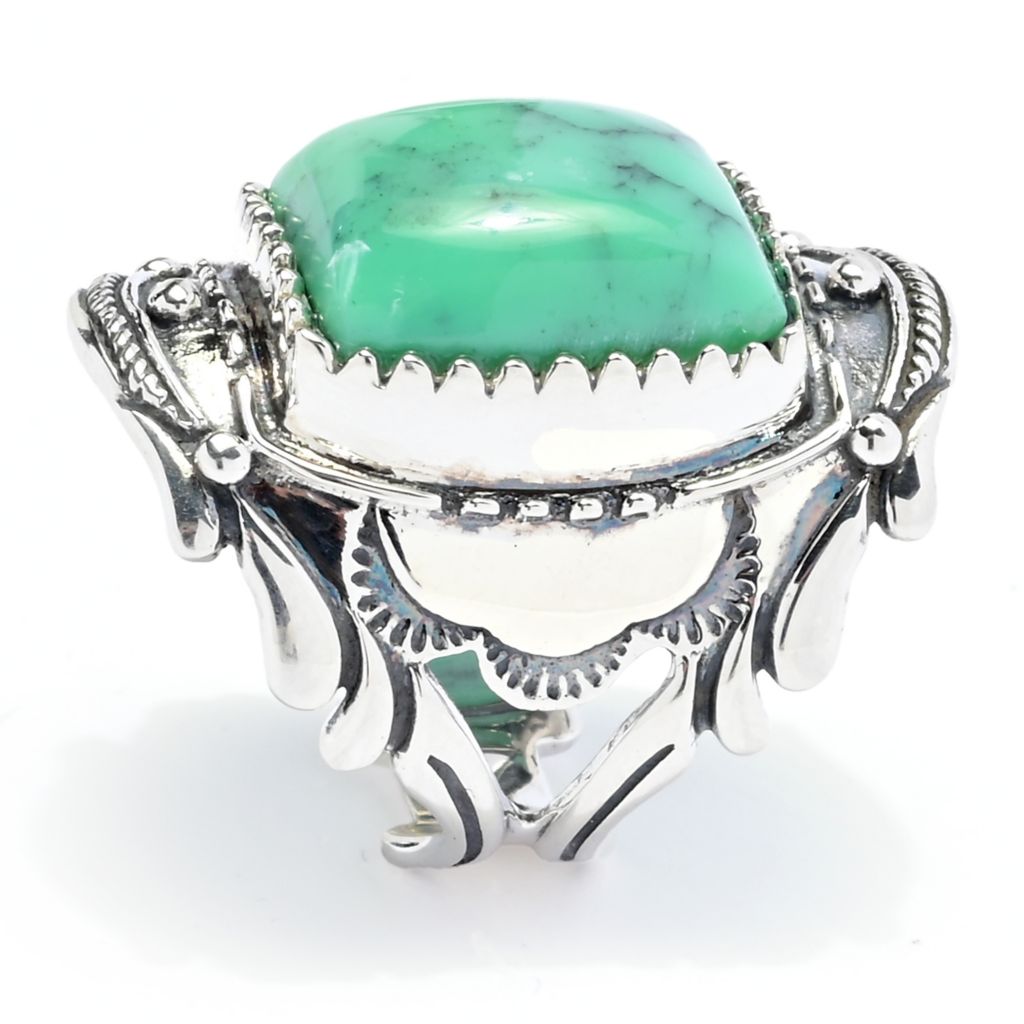 Southwest Elements Sterling Silver 15x13mm Black Bridge Variscite Ring by Steals