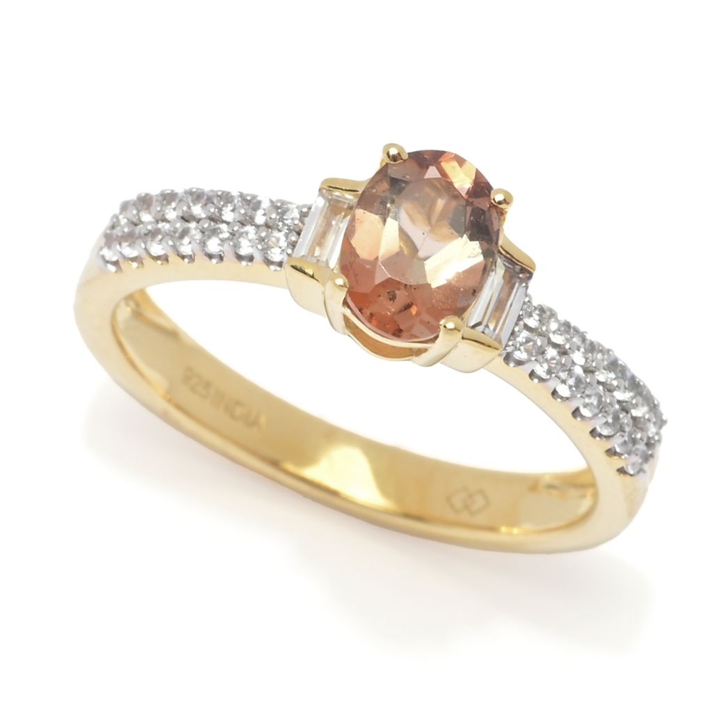 Gem Treasures 18K Vermeil 1.13ctw Andalusite & White Zircon Ring by Steals
