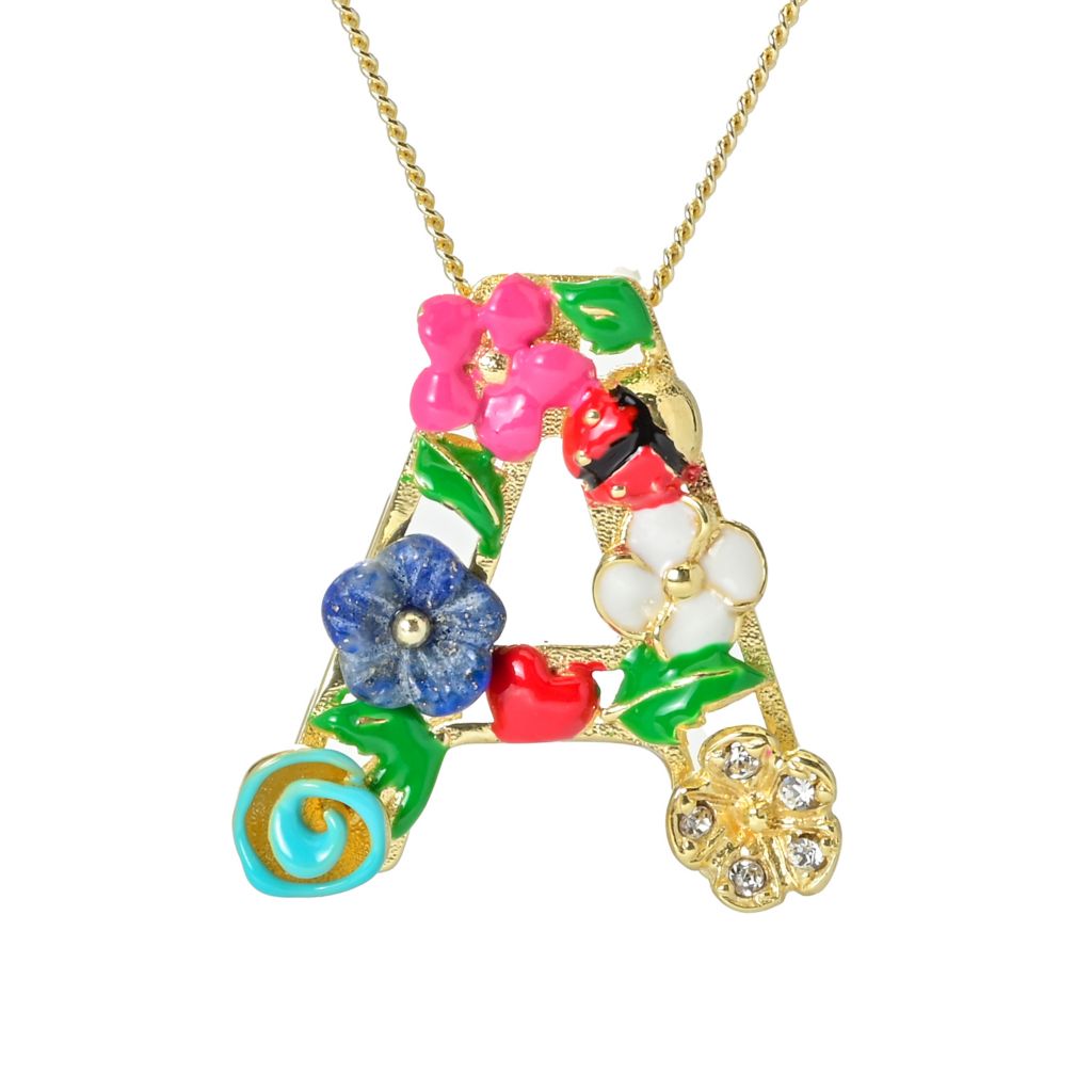 Graziella 23K Gold Plated Simulated Diamond & Gem Choice of Initial Necklace by Steals