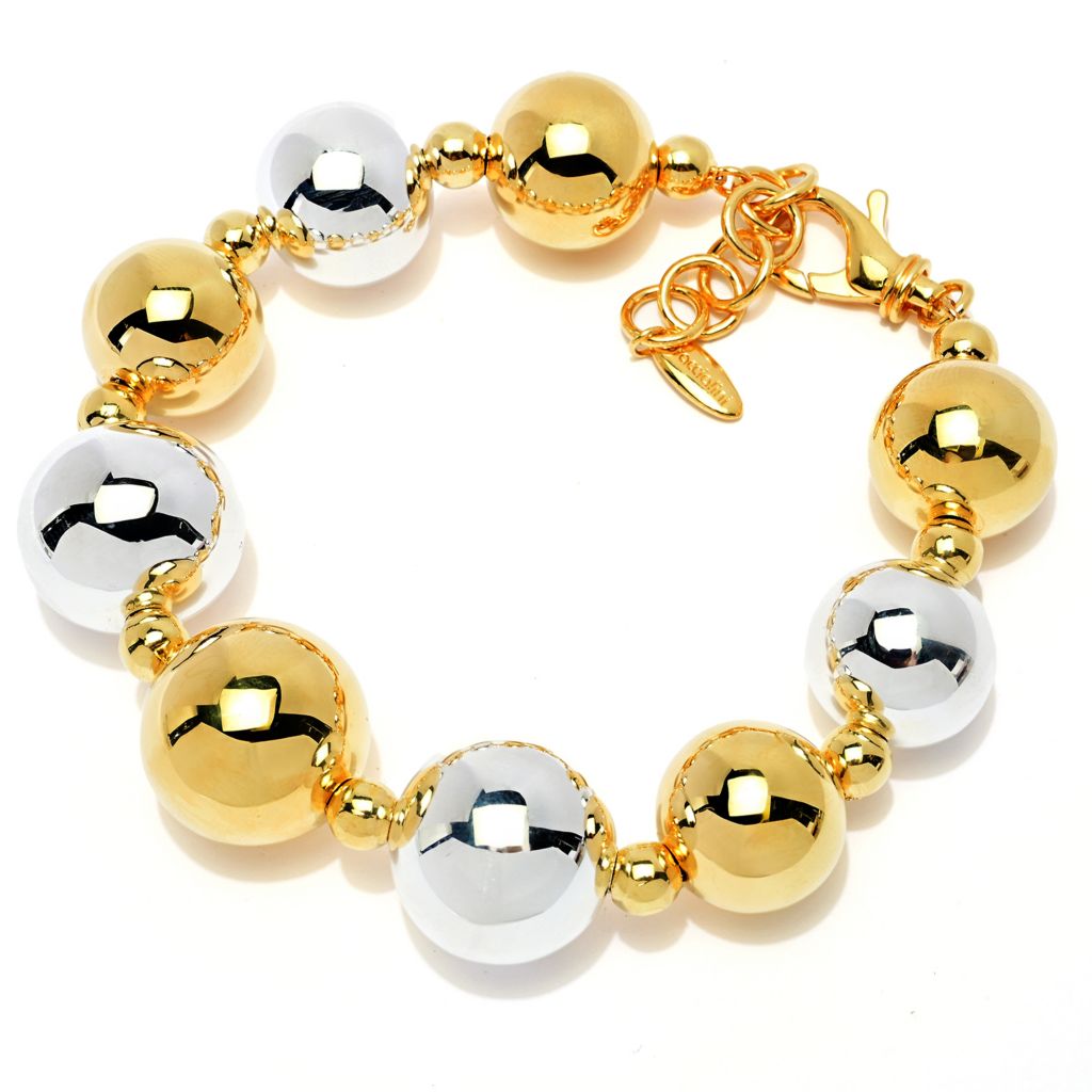 Graziella 23K Gold Plated Electroform Two-tone Beaded Bracelet by Steals