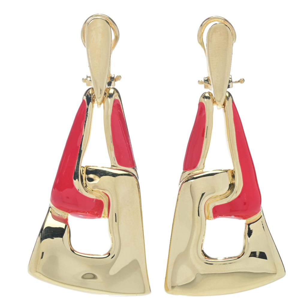 Graziella 23K Gold Plated Enamel Accented Square Rolo Earrings by Steals