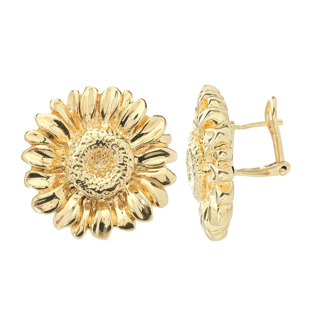 Graziella 23K Gold Plated Electroform Sunflower Stud Earrings by Steals