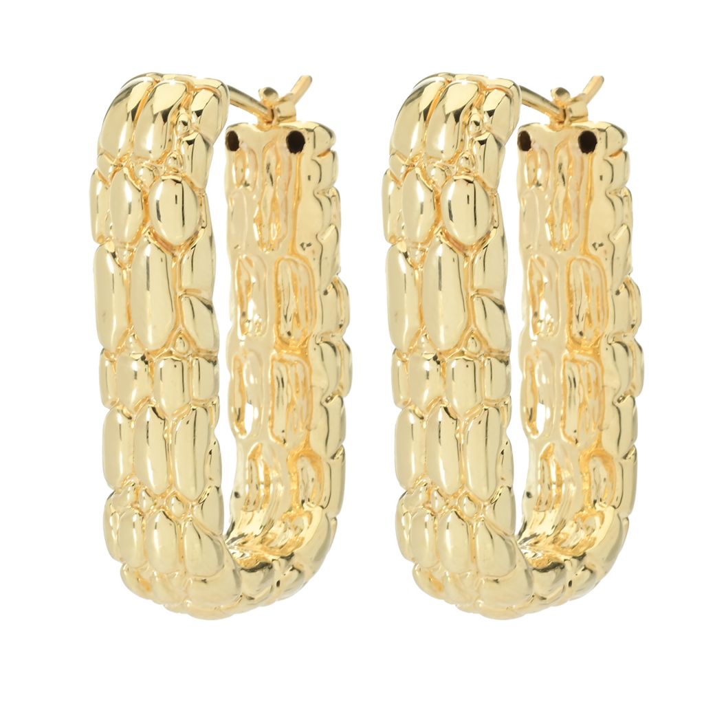 Graziella 23K Gold Plated Electroform Textured Paperclip Earrings by Steals