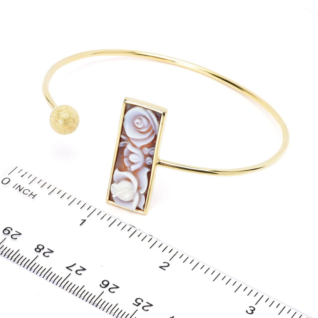 Cameo Italiano 18K Gold Plated "Minima" Rose Shell Cameo Cuff Bracelet by Steals