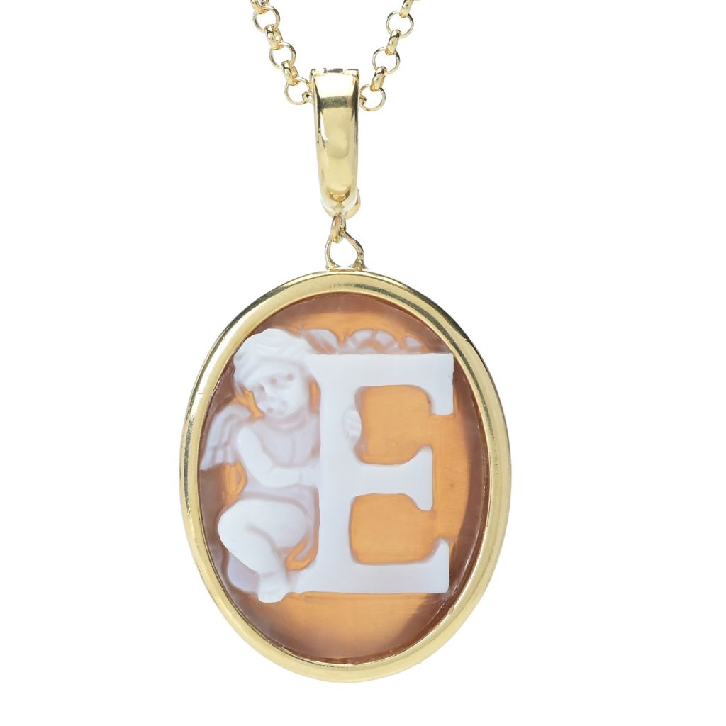 Cameo Italiano 18K Gold Plated "Romantica" Angel Choice of Initial Pendant w/ Chain by Steals