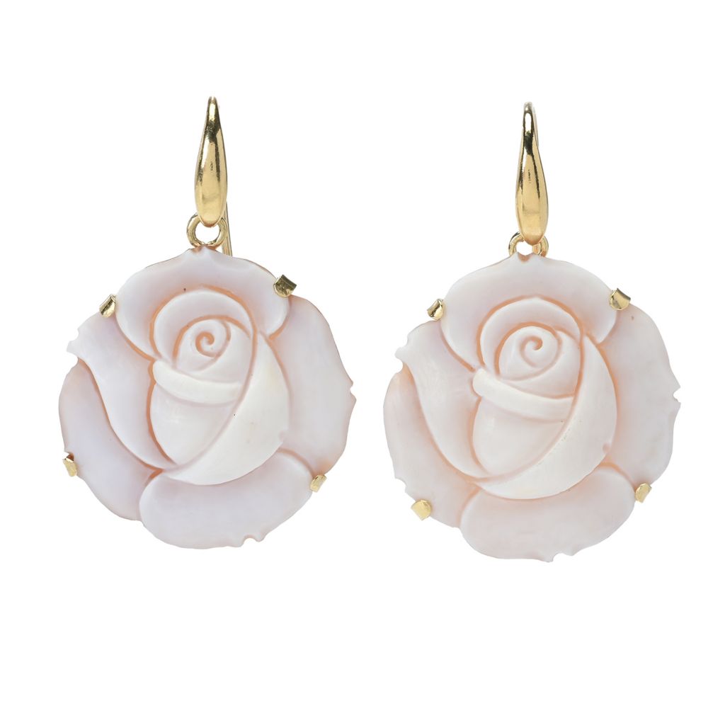Cameo Italiano 18K Gold Plated "Elysse" Choice of Flower Cameo Earrings by Steals