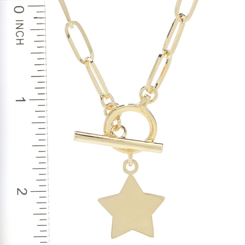 Toscana Italiana 18K Gold Plated Choice of Charm Paperclip Toggle Necklace by Steals