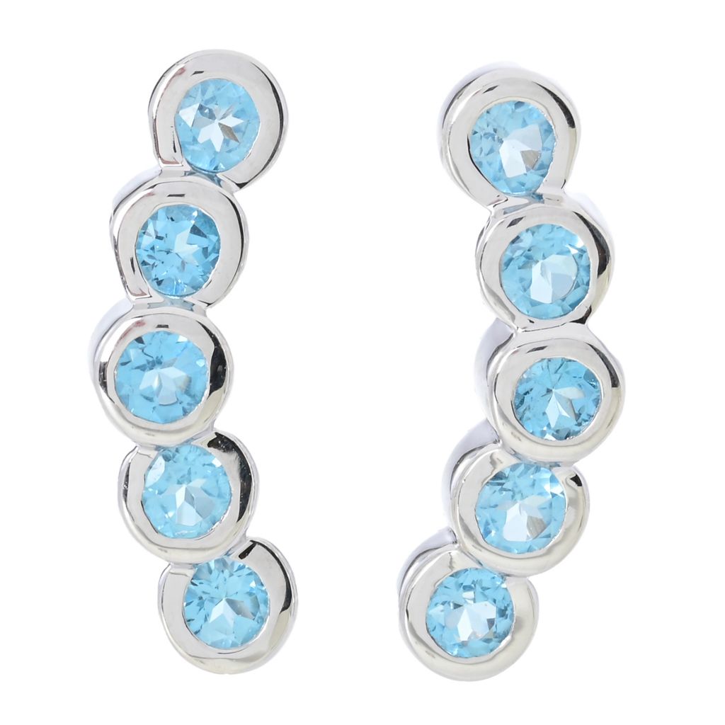 Gem Treasures Choice of Bezel Set Gemstone Ear Crawler Earrings by Steals