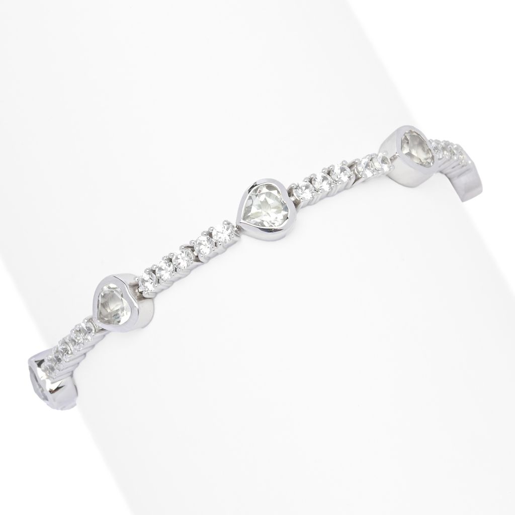 Gem Treasures White Topaz & Zircon Heart Tennis Bracelet by Steals