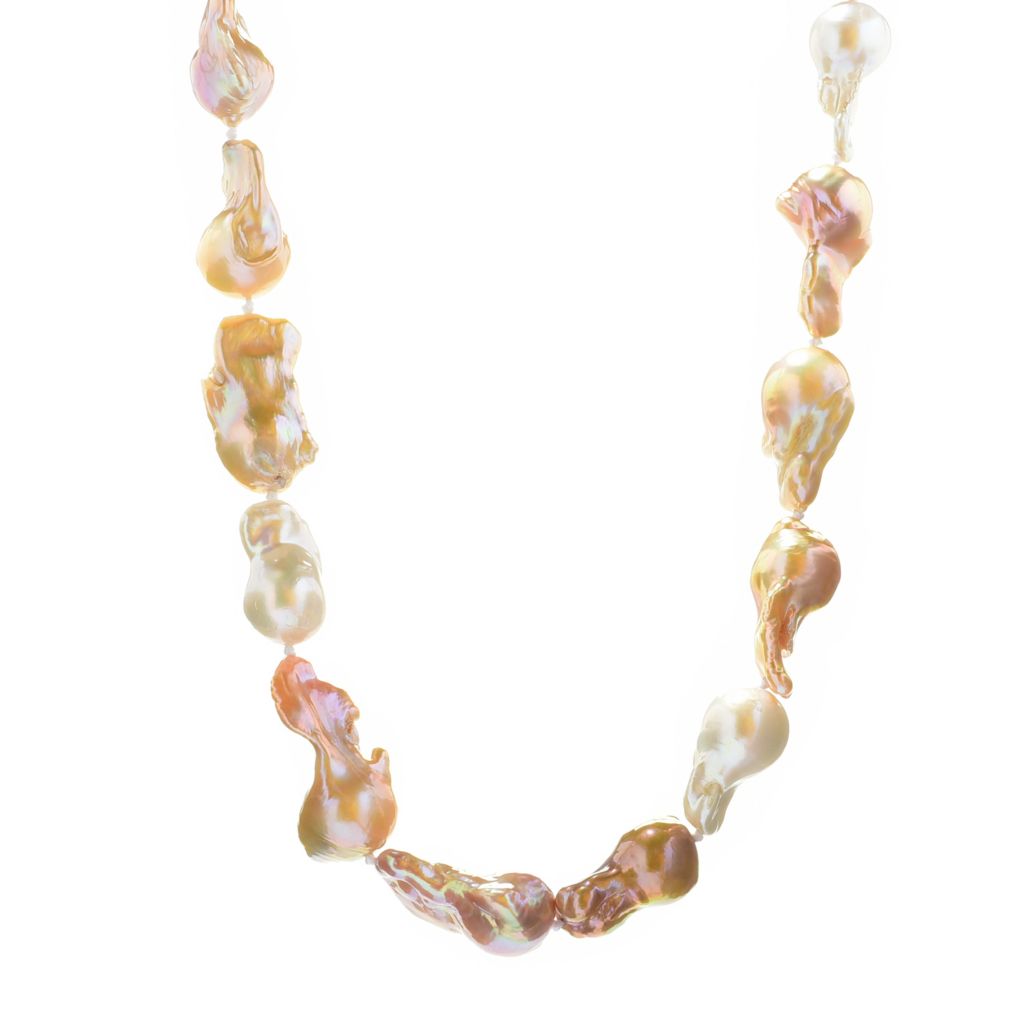 Imperial Pearl Sterling Silver 13-18mm Nuc Baroque Fresh Water Pearl Strand Necklace by Steals